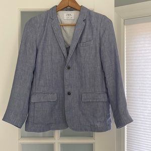 ZARA Classic linen blazer in blue